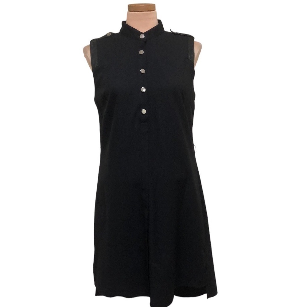 Parker Dress Size Large Black Leather Accent Shift